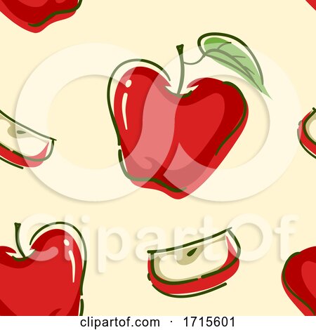 Seamless Red Apple Background Illustration by BNP Design Studio