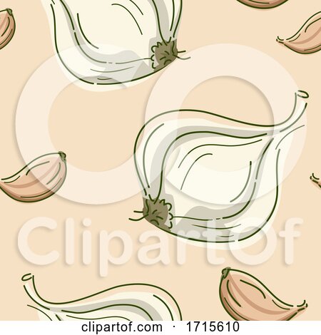 Seamless Garlic Background Illustration by BNP Design Studio