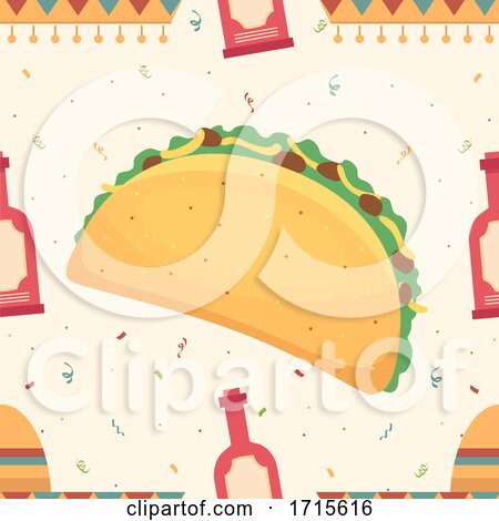 Seamless Taco and Sauce Background Illustration by BNP Design Studio