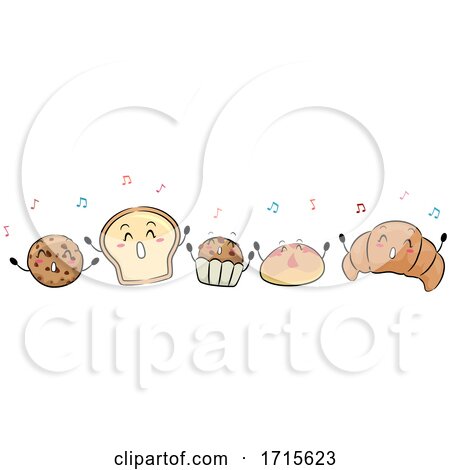 Mascot Bread Pastries Singing Illustration by BNP Design Studio