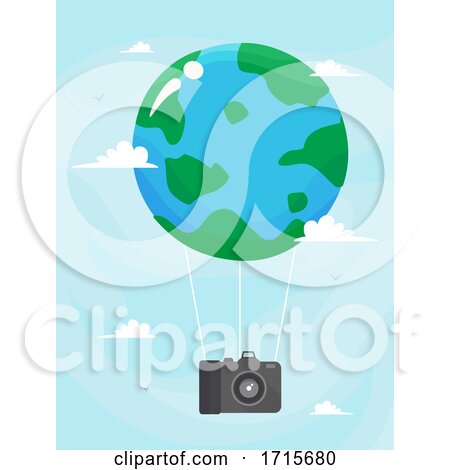 Earth Camera Air Balloon Travel Illustration by BNP Design Studio