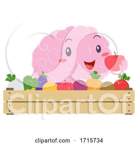Mascot Brain Eat Fresh Foods Illustration by BNP Design Studio