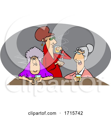 Cartoon Old Women Drinking Whiskey and Smoking by djart