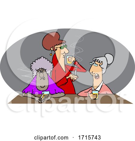 Cartoon Old Ladies Drinking Whiskey and Smoking by djart