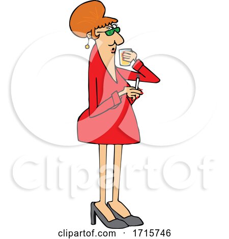 Cartoon Lady Drinking Whiskey and Smoking by djart