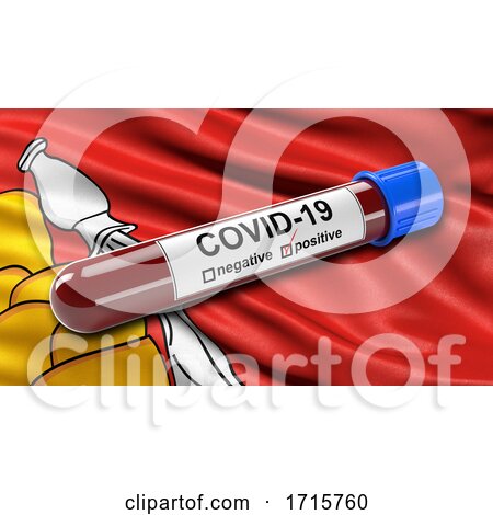 Flag of Voronezh Oblast Waving in the Wind with a Positive Covid 19 Blood Test Tube by stockillustrations