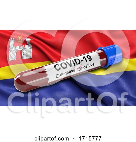 Flag of Kaliningrad Oblast Waving in the Wind with a Positive Covid 19 Blood Test Tube by stockillustrations