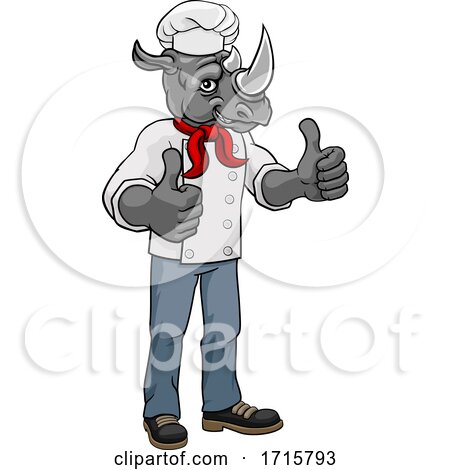 Rhino Chef Mascot Cartoon Character by AtStockIllustration
