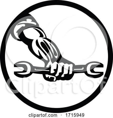 Mechanic Hand Holding out Spanner Wrench by patrimonio