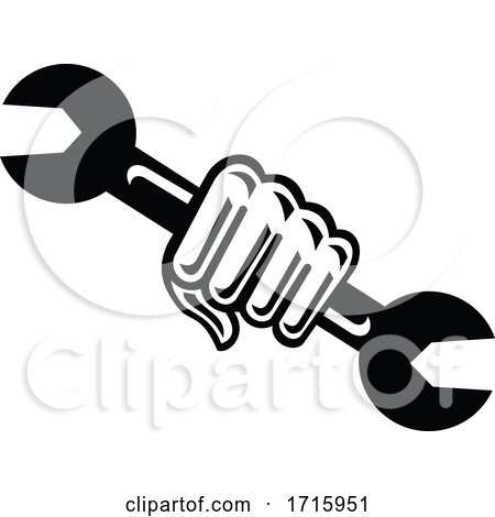 Mechanic Hand Holding Spanner Wrench by patrimonio