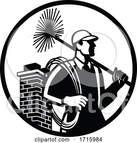 Chimney Sweep Holding Sweeper and Rope by patrimonio