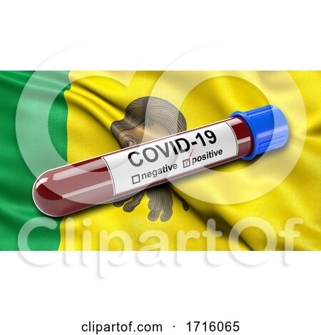 Flag of Penza Oblast Waving in the Wind with a Positive Covid 19 Blood Test Tube by stockillustrations