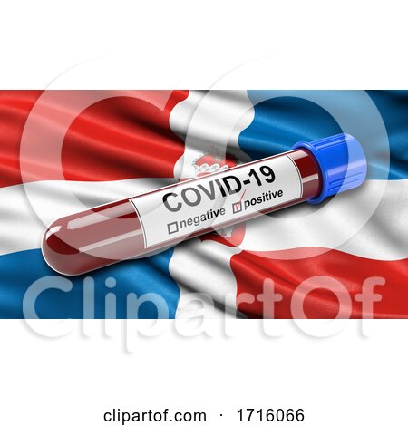 Flag of Perm Krai Waving in the Wind with a Positive Covid 19 Blood Test Tube by stockillustrations
