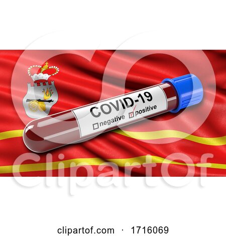 Flag of Smolensk Oblast Waving in the Wind with a Positive Covid 19 Blood Test Tube by stockillustrations