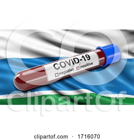 Flag of Sverdlovsk Oblast Waving in the Wind with a Positive Covid 19 Blood Test Tube by stockillustrations