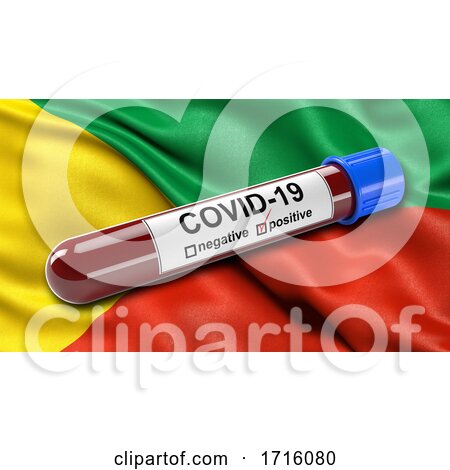 Flag of Zabaykalsky Krai Waving in the Wind with a Positive Covid 19 Blood Test Tube by stockillustrations