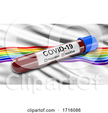 Flag of the Jewish Autonomous Oblast Waving in the Wind with a Positive Covid 19 Blood Test Tube by stockillustrations