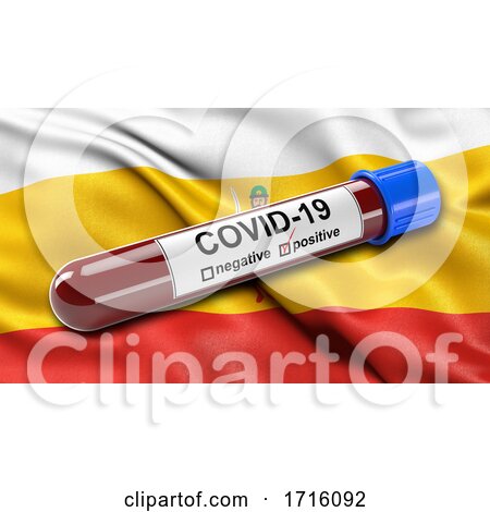Flag of Ryazan Oblast Waving in the Wind with a Positive Covid 19 Blood Test Tube by stockillustrations