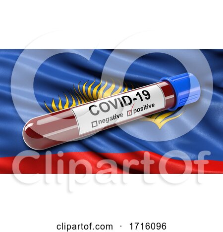Flag of Murmansk Oblast Waving in the Wind with a Positive Covid 19 Blood Test Tube by stockillustrations