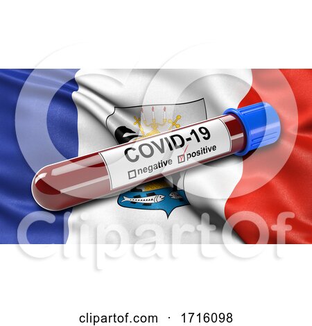 Flag of Novgorod Oblast Waving in the Wind with a Positive Covid 19 Blood Test Tube by stockillustrations
