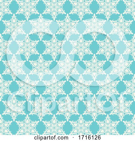 Decorative Pattern Background in Teal and Cream by KJ Pargeter
