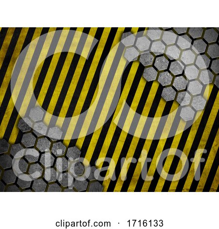 Grunge Style Metal Background with Yellow and Black Warning Stripes by KJ Pargeter