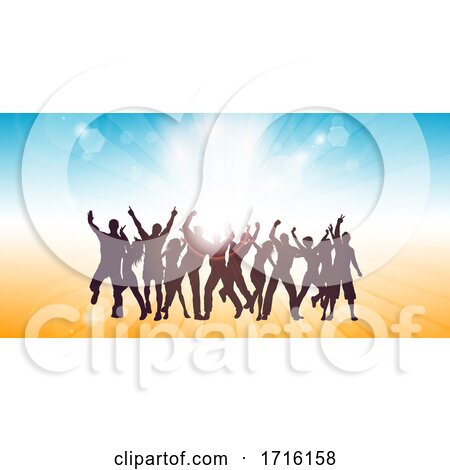 Summer Themed Banner with Party People Dancing by KJ Pargeter