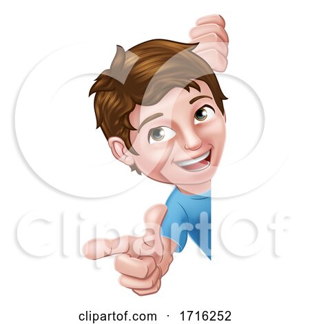 Kid Cartoon Boy Child Pointing Sign by AtStockIllustration