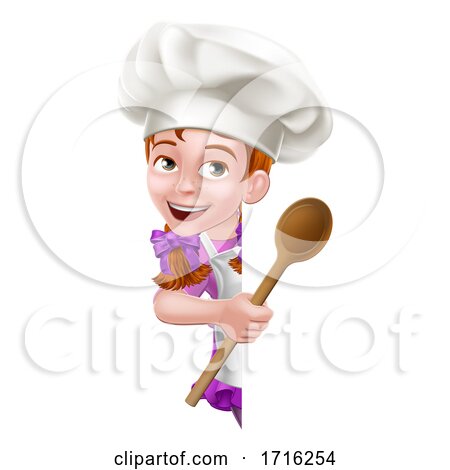 Kid Cartoon Girl Chef Cook Baker Child Sign by AtStockIllustration