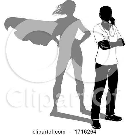 Doctor Nurse Woman Silhouette Scrubs Super Hero by AtStockIllustration