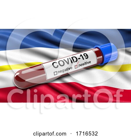 Flag of Mecklenburg Vorpommern Waving in the Wind with a Positive Covid 19 Blood Test Tube by stockillustrations