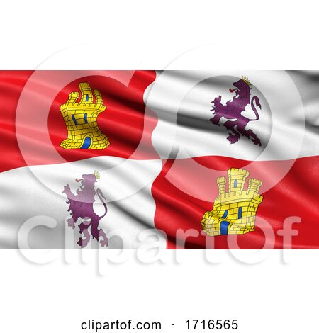 Flag of Castile and Leon Waving in the Wind by stockillustrations
