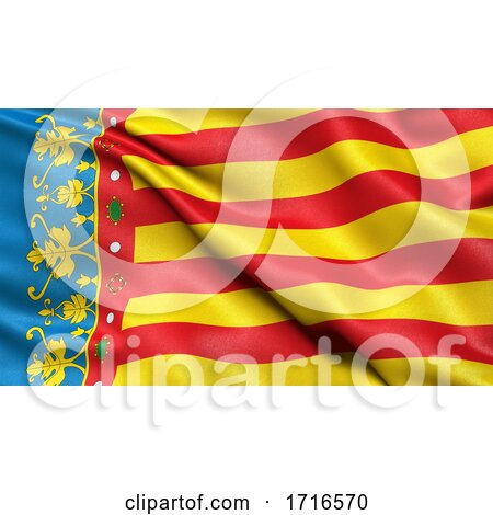 Flag of the Valencian Community Waving in the Wind by stockillustrations