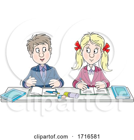 High School Students at a Desk Together by Alex Bannykh