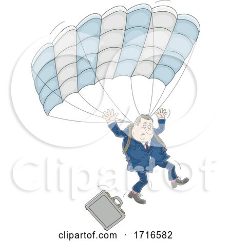 Businessman Parachuting and Dropping His Briefcase by Alex Bannykh