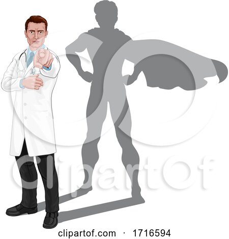 Super Hero Doctor Wants Needs You Pointing Concept by AtStockIllustration