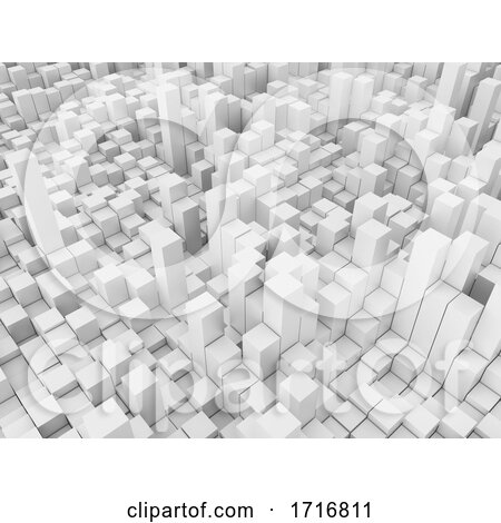 3D Abstract Background with White Extruding Cubes by KJ Pargeter