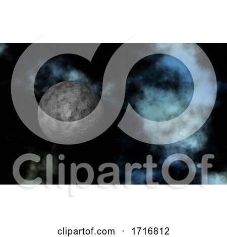 3D Abstract Space Background with Fictional Moon and Nebula by KJ Pargeter