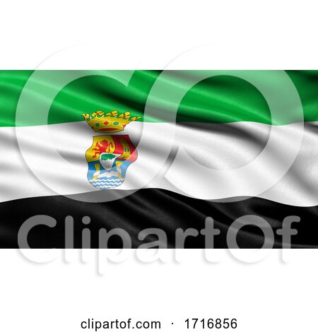 Flag of Extremadura Waving in the Wind by stockillustrations