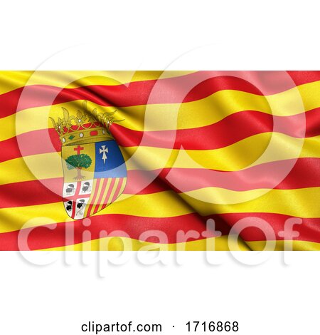 Flag of Aragon Waving in the Wind by stockillustrations