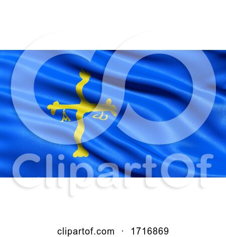 Flag of the Principality of Asturias Waving in the Wind by stockillustrations