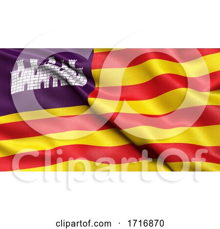 Flag of the Balearic Islands Waving in the Wind by stockillustrations