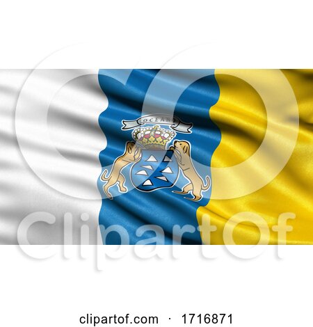 Flag of the Canary Islands Waving in the Wind by stockillustrations