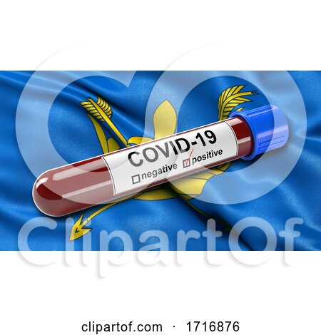 Flag of Suffolk Waving in the Wind with a Positive Covid 19 Blood Test Tube by stockillustrations