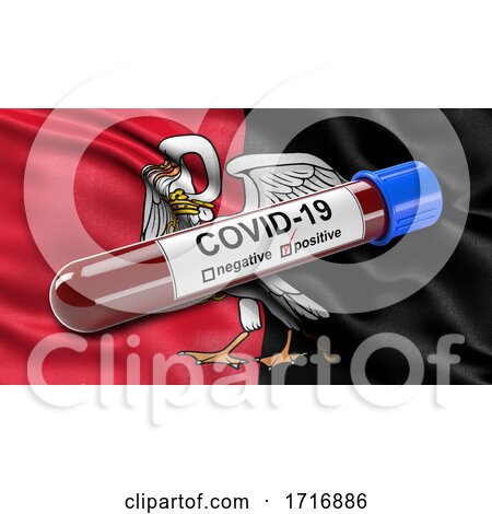Flag of Buckinghamshire Waving in the Wind with a Positive Covid 19 Blood Test Tube by stockillustrations
