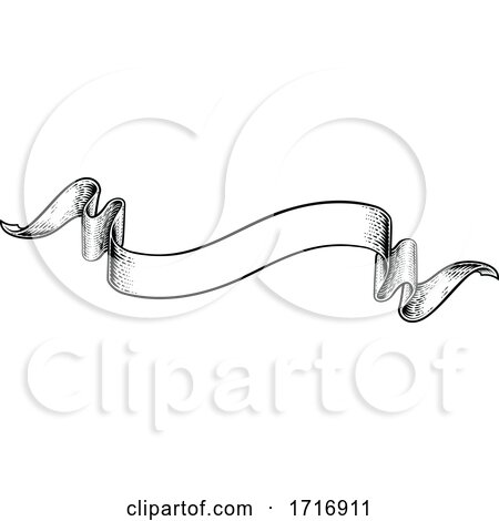 Black and White Vintage Ribbon Scroll Banner by AtStockIllustration