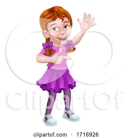 Kid Cartoon Girl Child Pointing by AtStockIllustration