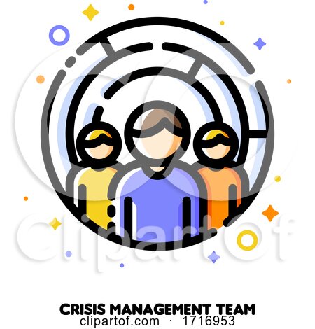 Icon of Three Persons on a Background of Maze for Crisis Management or Problem Solving Team Concept by elena