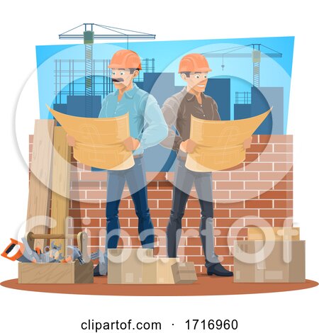 Workers Holding Blueprints by Vector Tradition SM