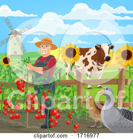 Farmer in a Garden by Vector Tradition SM